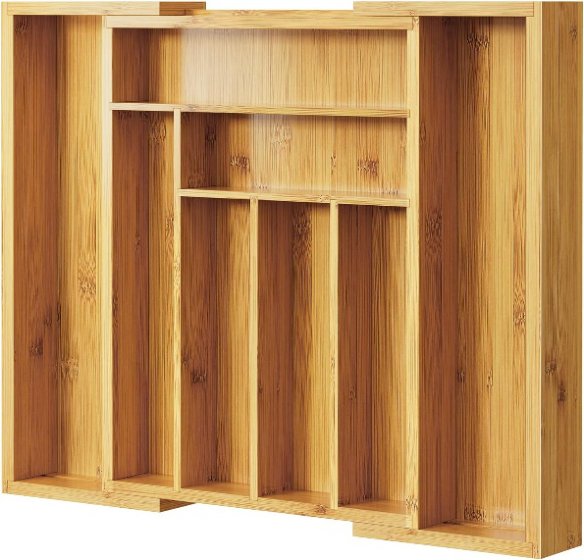 Pipishell Organizador de Cajones Extensible de Bambú para Cubiertos